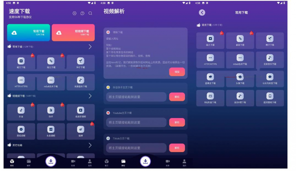 速度下载 v1.2.2 聚合解析下载支持短视频解析下载