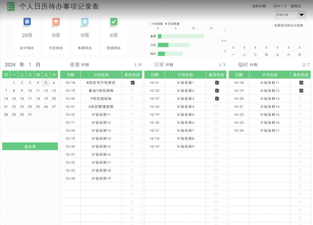表格之自动化代办事项模板（精品）