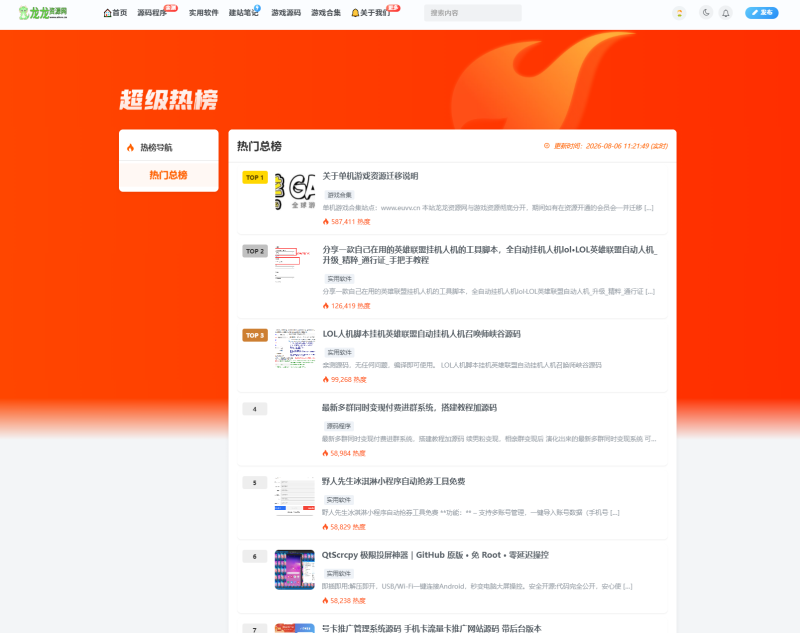子比主题 – 新排名榜页面样式(两款)-龙龙资源网・免费PHP网站源码模板,插件软件资源分享平台!
