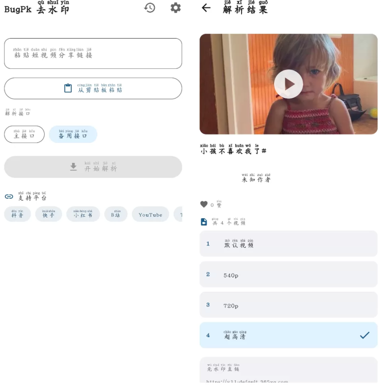BugPk去水印v1.0.0 抖音多平台去水印 -龙龙资源网・免费PHP网站源码模板,插件软件资源分享平台！