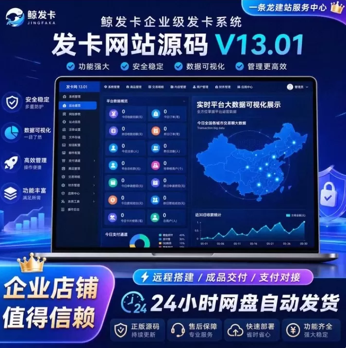 【免授权】鲸发卡v13.01版本[源码] -龙龙资源网・免费PHP网站源码模板,插件软件资源分享平台！