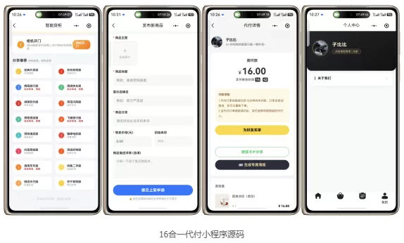 16合一代付小程序源码 -龙龙资源网・免费PHP网站源码模板,插件软件资源分享平台！